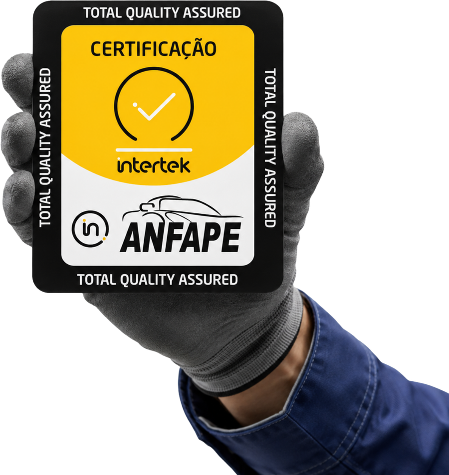 Selo ANFAPE · Intertek — Certificação de conformidade de autopeças em linhas selecionadas, auditada pela Intertek dentro do programa da ANFAPE
